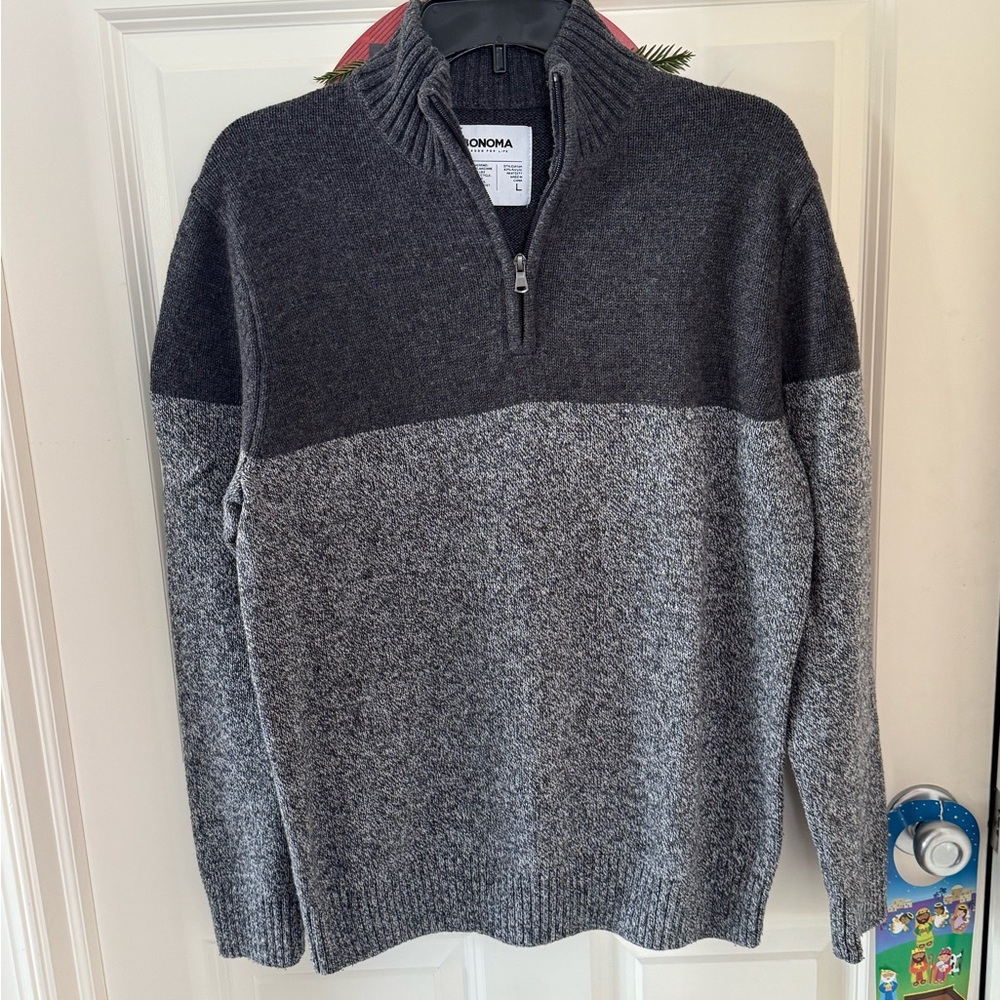 Sonoma Men's Two-Tone Zip-Up Sweater